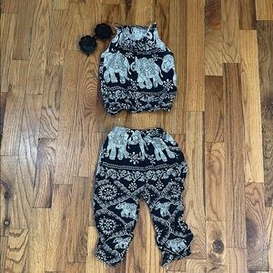 Charming Elephant Print Baby Pants